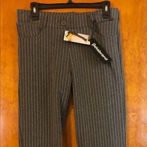Betabrand pin-striped gray yoga dress pants size M